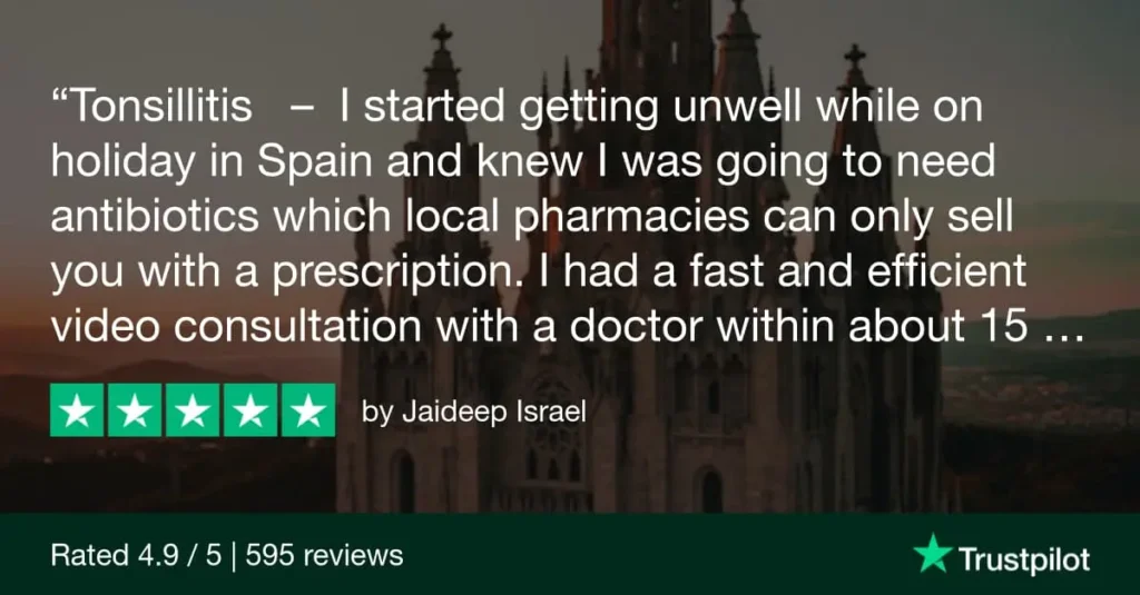 Trustpilot review of a patient who used Doctorsa for urgent care in Spain