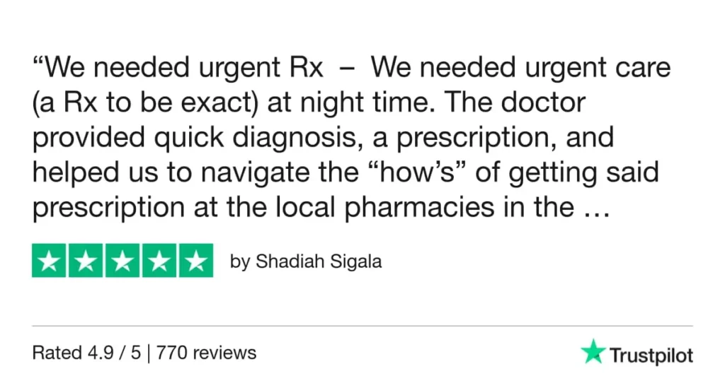 "We needed urgent Rx – We needed urgent care (a Rx to be exact) at night time. The doctor provided quick diagnosis, a prescription, and helped us to navigate the “how’s” of getting said prescription at the local pharmacies in the …" By Shadiah Sigala