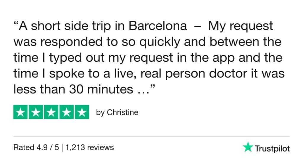 5-star Trustpilot review: Quick online doctor prescription for antibiotics for bronchitis in Barcelona.