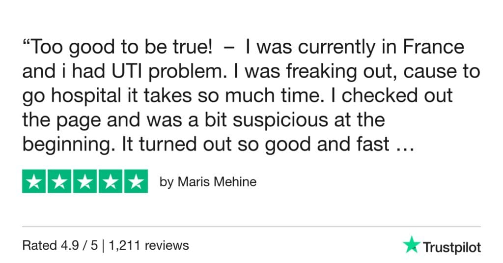 5-Star Trustpilot Review: Quick Online Doctor Prescription For Urinary Tract Infection Treatment In Cannes