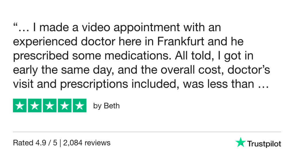 5-star Trustpilot Review: Quick Online Doctor Prescription in Frankfurt